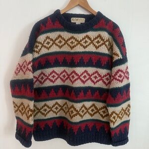 Nuevo Americana  Men 100% Wool Sweater Ski Grandpa Heavyweight  Size XL